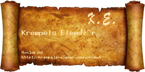 Krempels Elemér névjegykártya